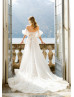 Beaded Strapless Ivory Floral Lace Tulle Wedding Dress
